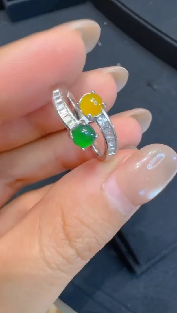 银S925镶嵌戒指翡翠多样性团购发一件