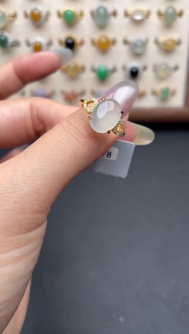 翡翠戒指银S925镶嵌一物一证一礼盒