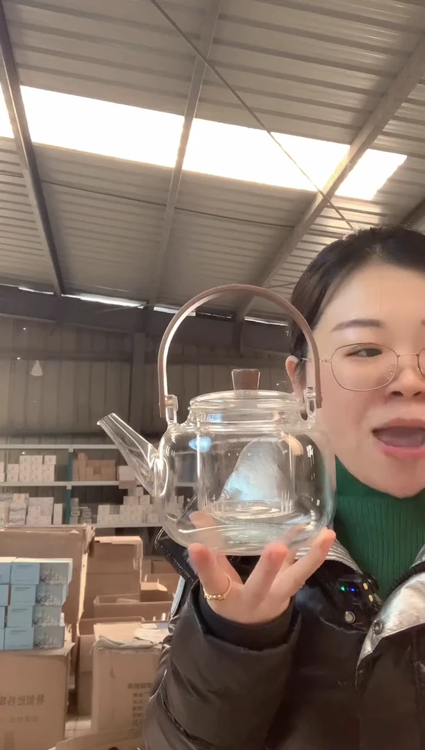 高硼硅玻璃茶隔款新款提梁壶1000毫升    1只
