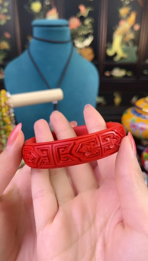 非遗手工雕漆手镯 古背