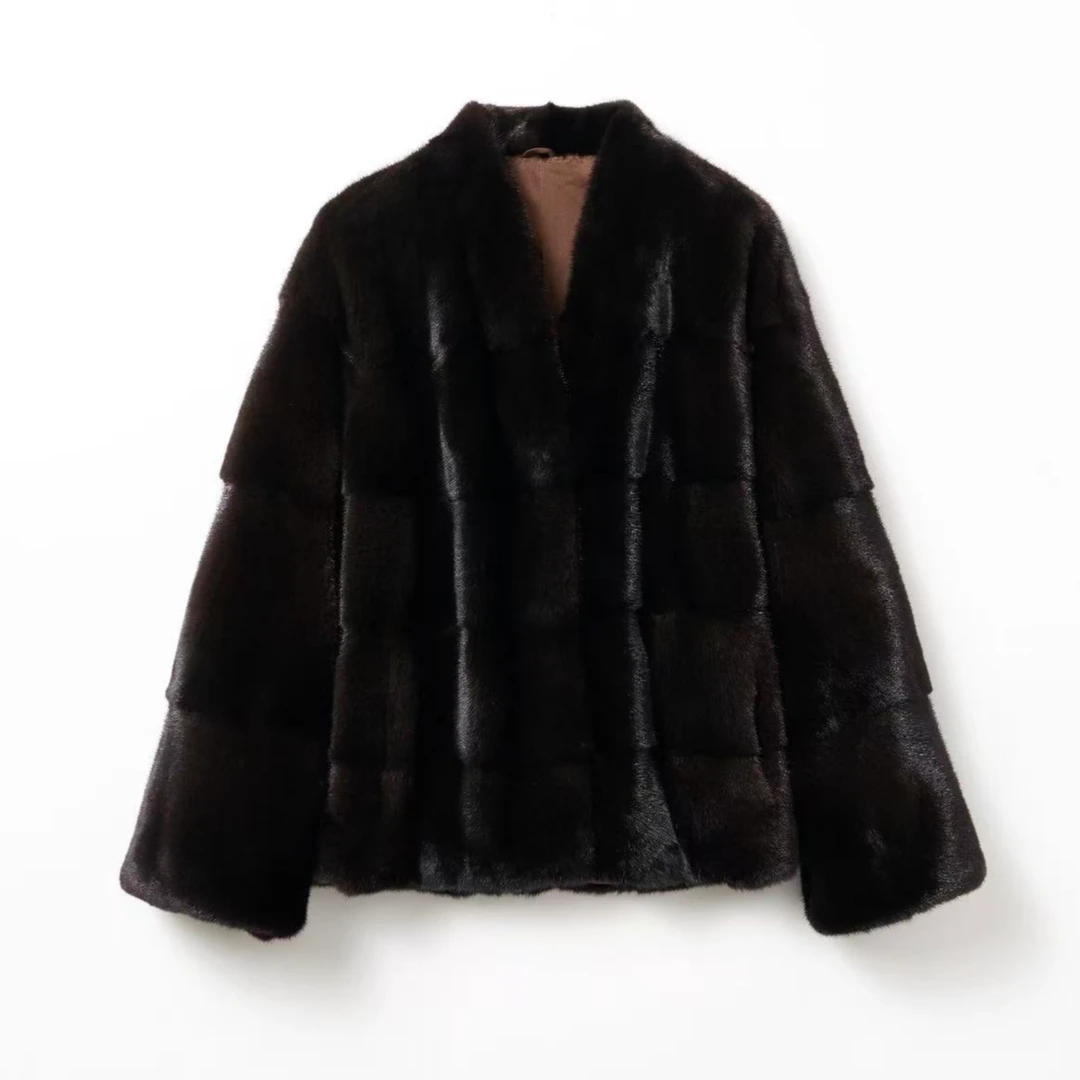 白苏貂艺  Mink Art |【宝嘉美】 原色 v领 百搭女士水貂