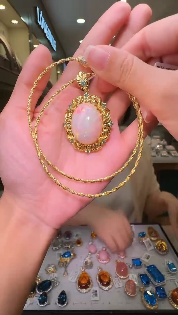 银S925镶嵌欧泊吊坠（赠链）心**水096