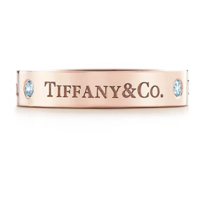 未使用 Tiffany & Co./蒂芙尼 18k玫瑰金4mm 3钻戒指8.5码