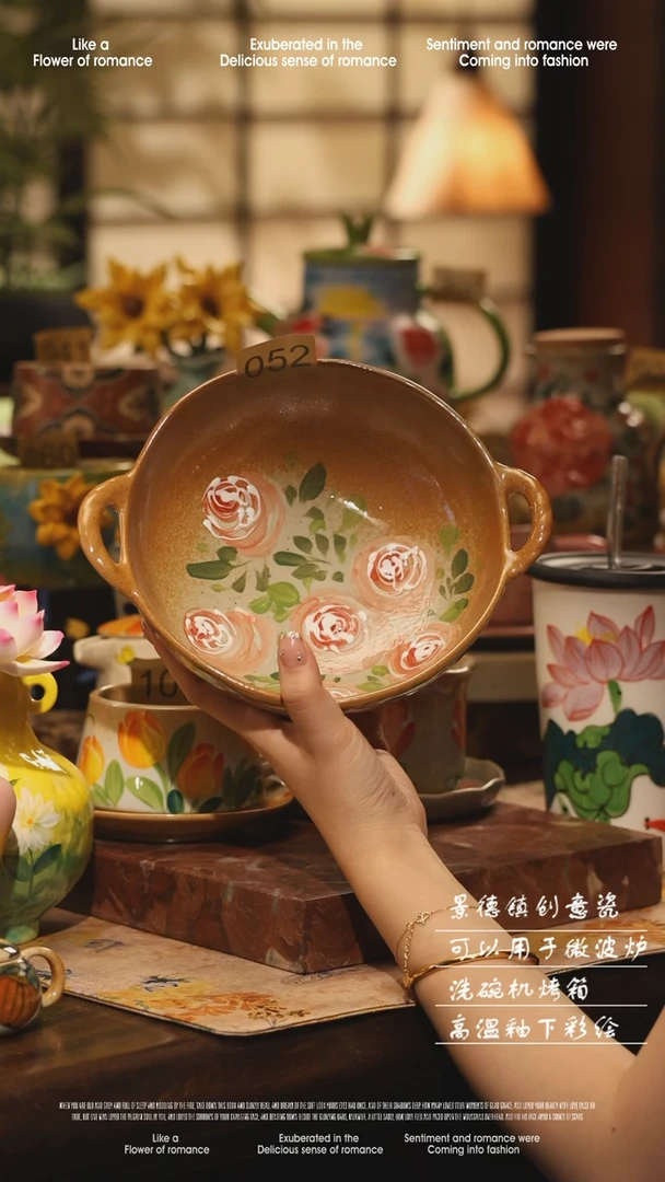 陶瓷景德镇高温手绘釉下彩设计师款式