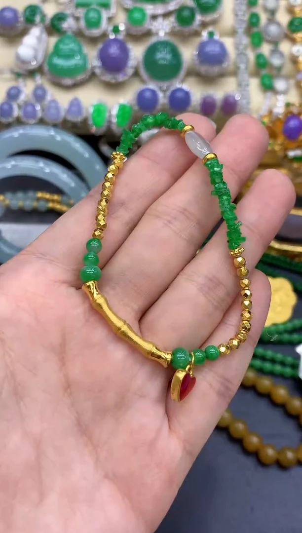 足金镶嵌手链翡翠261-中国好珍宝