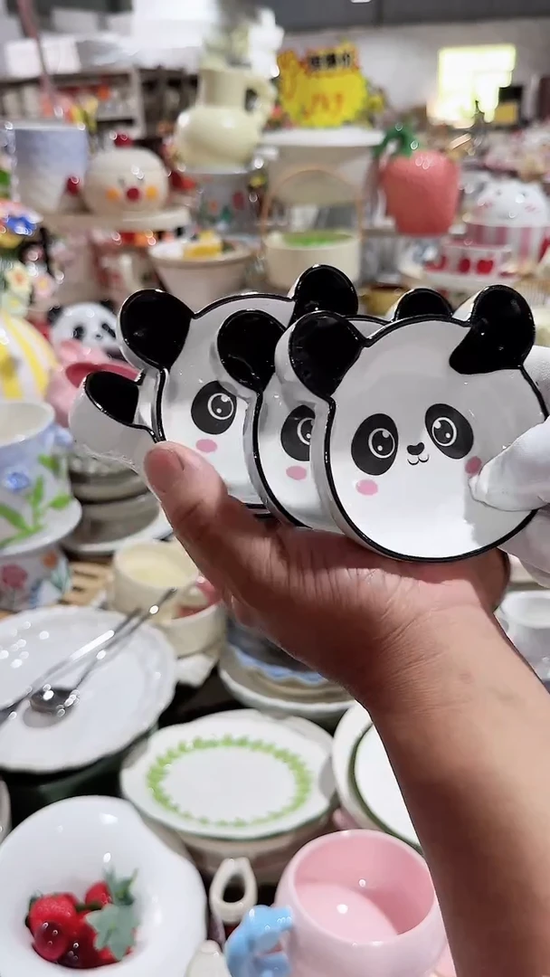 瓷片4个味碟 熊猫 微瑕凑满20元包邮