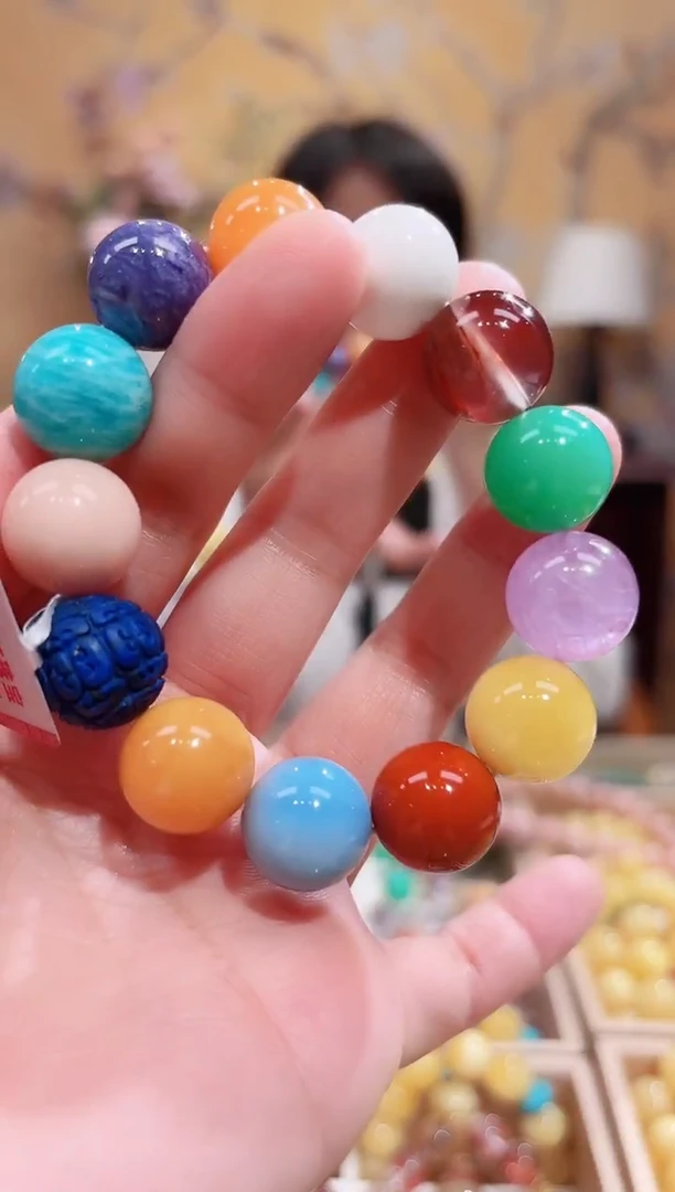 未镶嵌手串水晶15咪+天然多宝手串