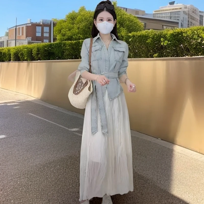 2025春季新款设计感时尚复古洗水工艺牛仔外套系带显瘦气质短外套