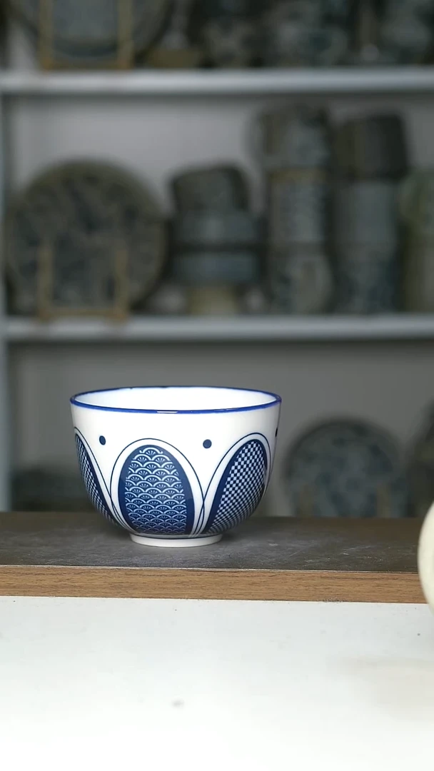 陶瓷微瑕日式波点鱼鳞纹米饭碗11cm@7-10@