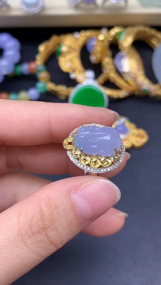 18K金镶嵌戒指翡翠278-雪姐翡翠天天见