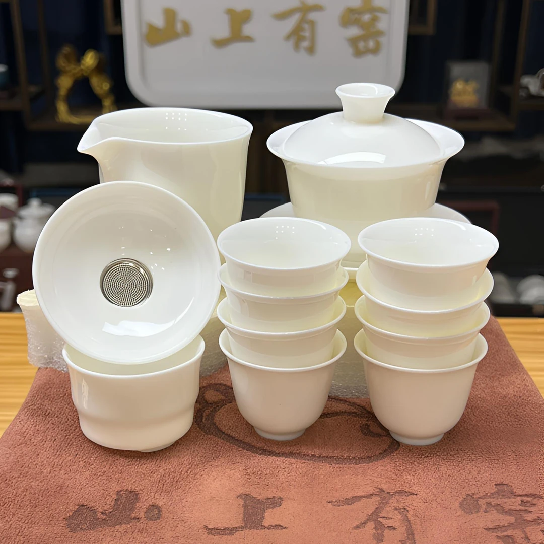【山上有窑】纯白茶具套装家用反口杯不烫手套装功夫茶具泡茶套装