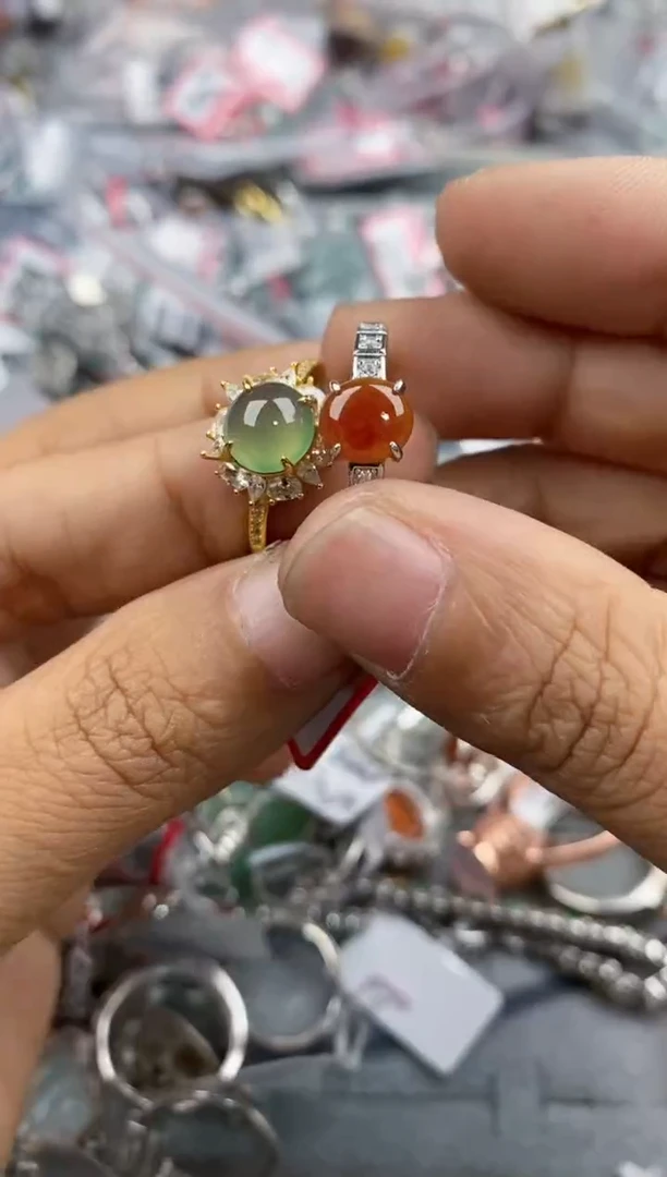 银S925镶嵌戒指翡翠999              7