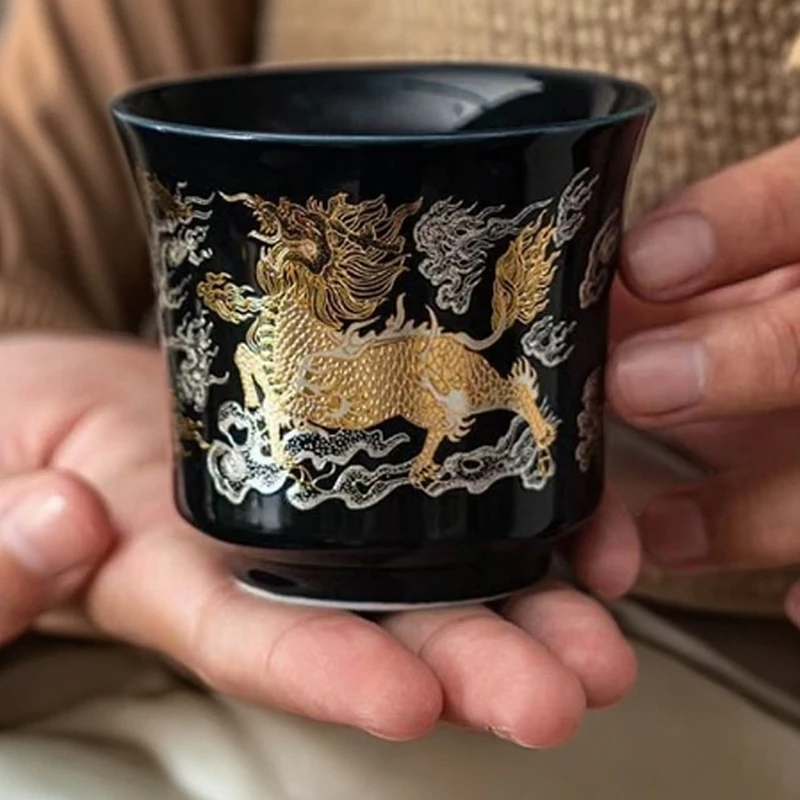 高端金银错黑麒麟杯