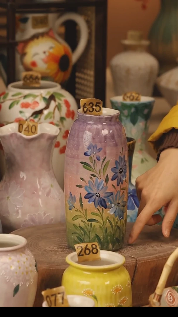 陶瓷景德镇设计师手作花器摆件侘寂风@M635@