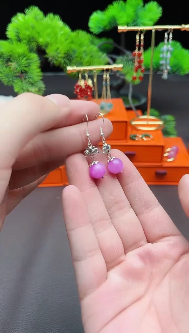 玛瑙/玉髓耳饰银S925镶嵌401