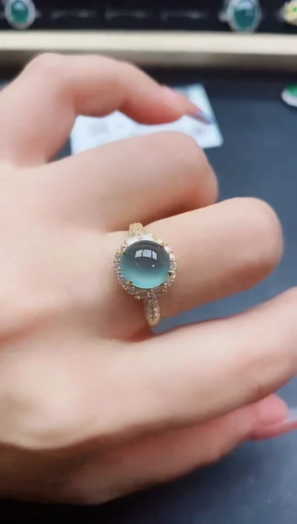 翡翠戒指银S925镶嵌231