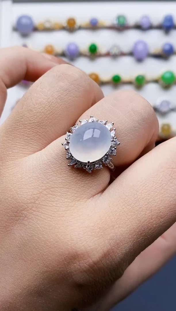 银S925镶嵌戒指翡翠0056