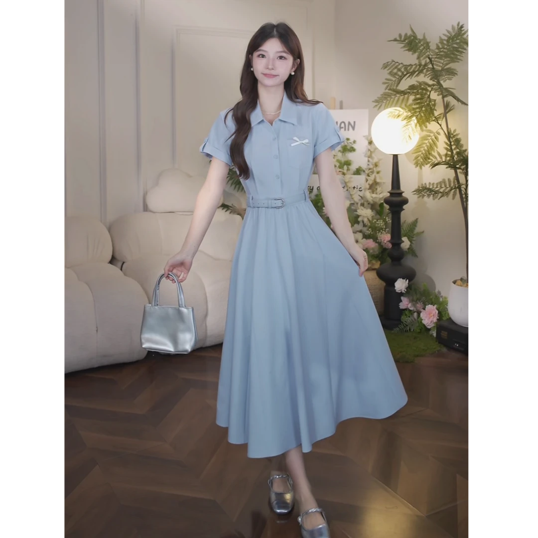 鹿向南「月亮湖畔」夏季新款多巴胺色系气质度假小众连衣裙女