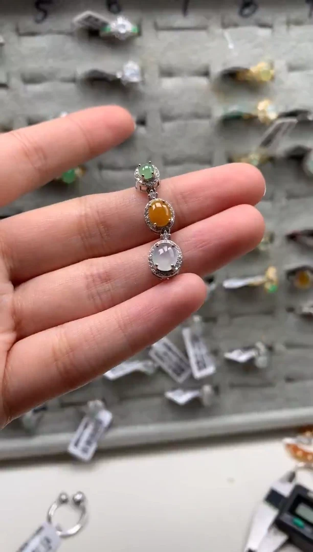 银S925镶嵌戒指翡翠吊坠7