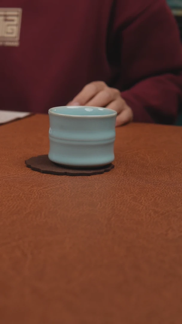 【闪购商品】杯汝州原产地原矿釉天青支钉竹节杯