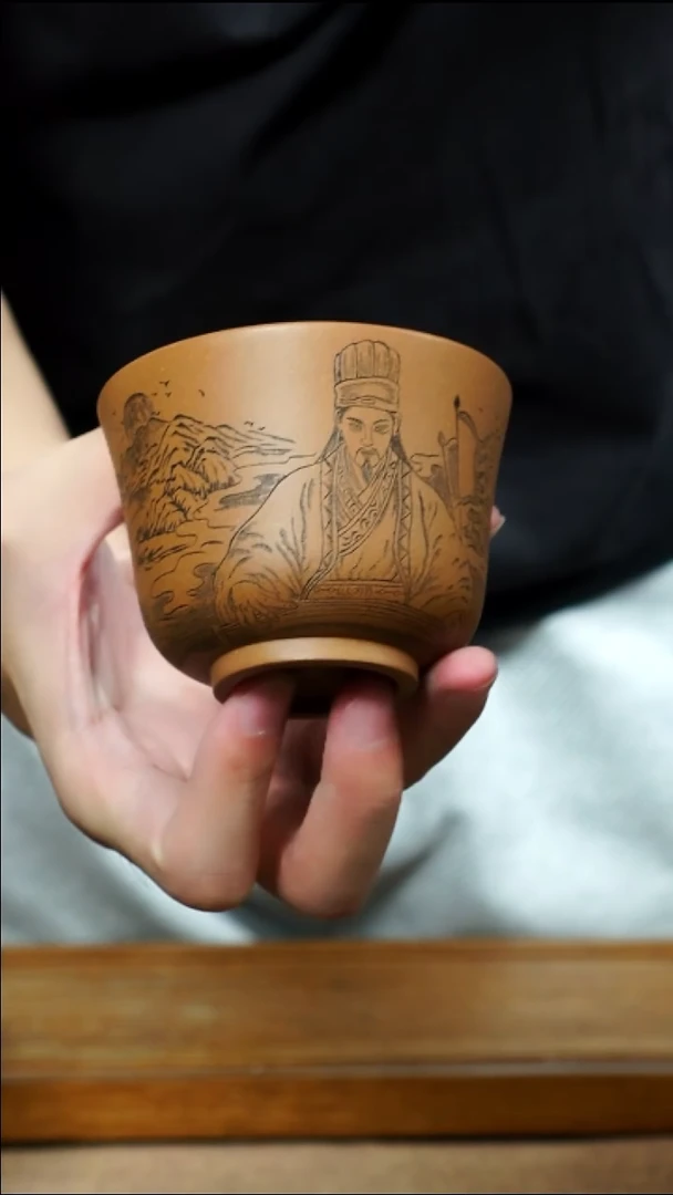 茶杯紫砂南柯记全手刻杯