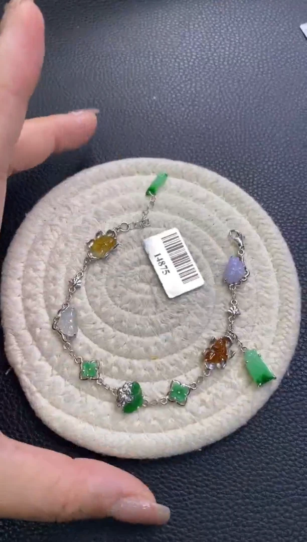 颈饰银S925镶嵌翡翠净货14875