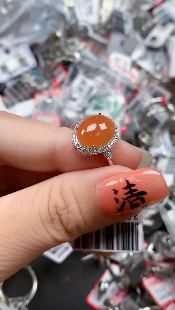 银S925镶嵌戒指翡翠天然A货缅甸翡翠