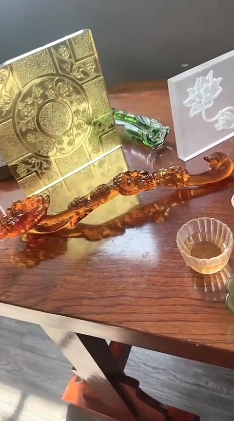 【闪购商品】茶盏琉璃灵芝如意摆件