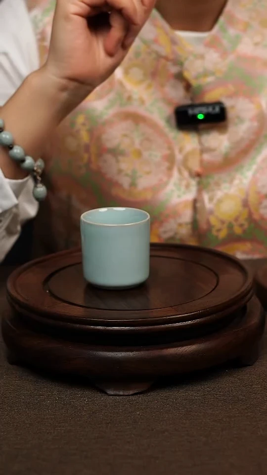 瓷片天青色扳指杯50ml微瑕不带礼盒