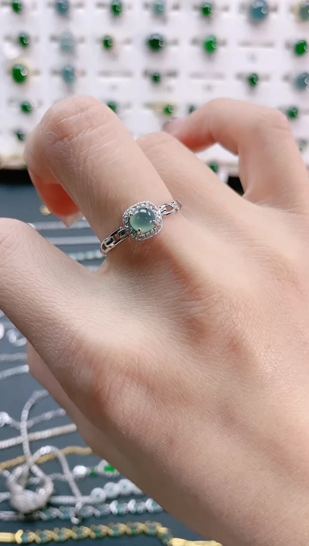 【闪购商品】翡翠戒指银S925镶嵌天然翡翠