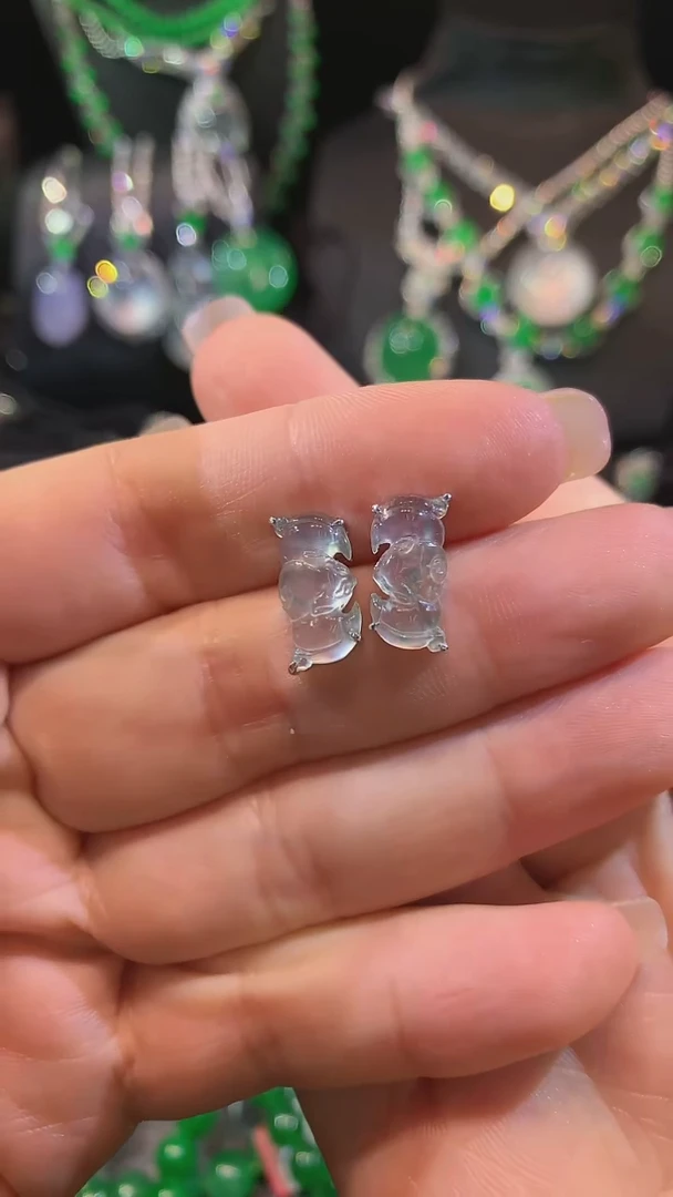 翡翠18K金镶嵌耳饰耳饰