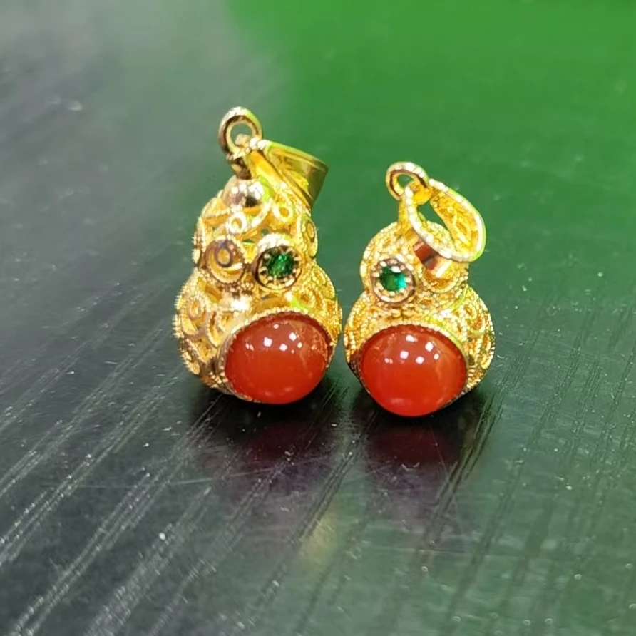 ST7805【福嘟嘟】红纹玄晶红玛瑙葫芦吊坠-配绳子-多样性只发一件