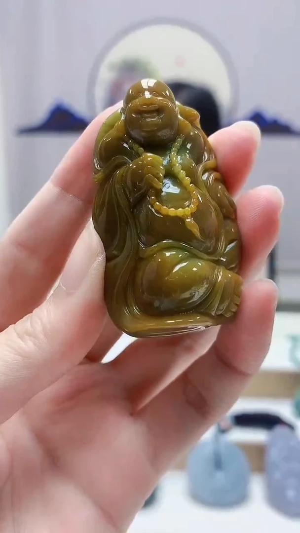 未镶嵌定制翡翠4852zm-毛货挂件佛公110