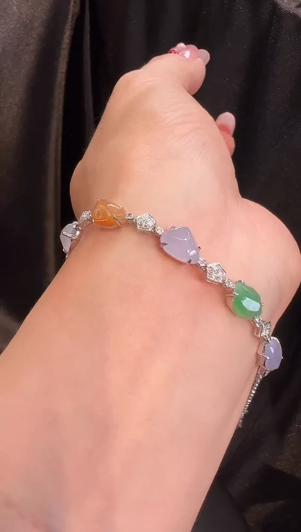 【闪购商品】翡翠手链18K金镶嵌手链