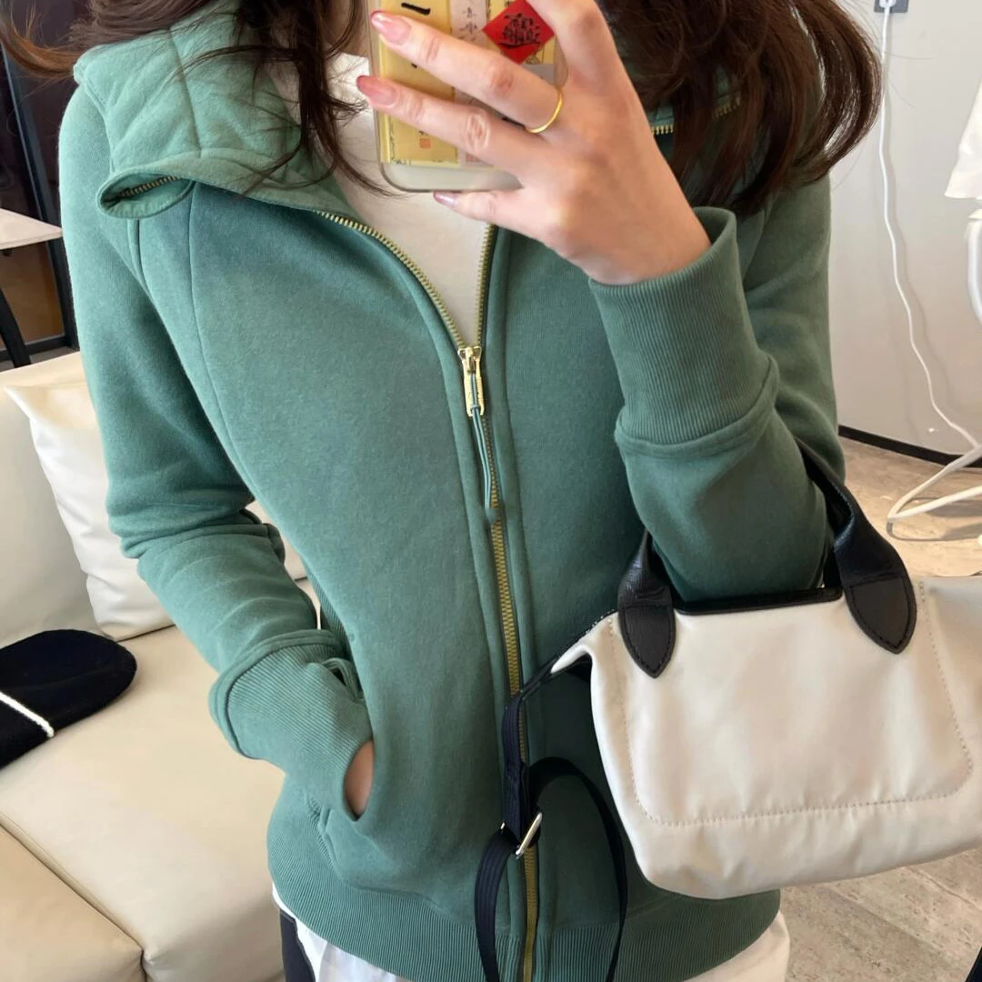 休闲卫衣外套女春秋连帽2025新款拉链开衫修身内搭运动上衣小个子