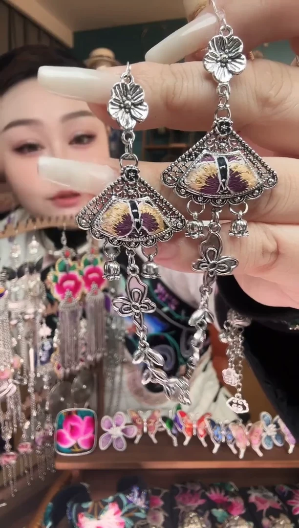 刺绣纯手工民族风刺绣耳环