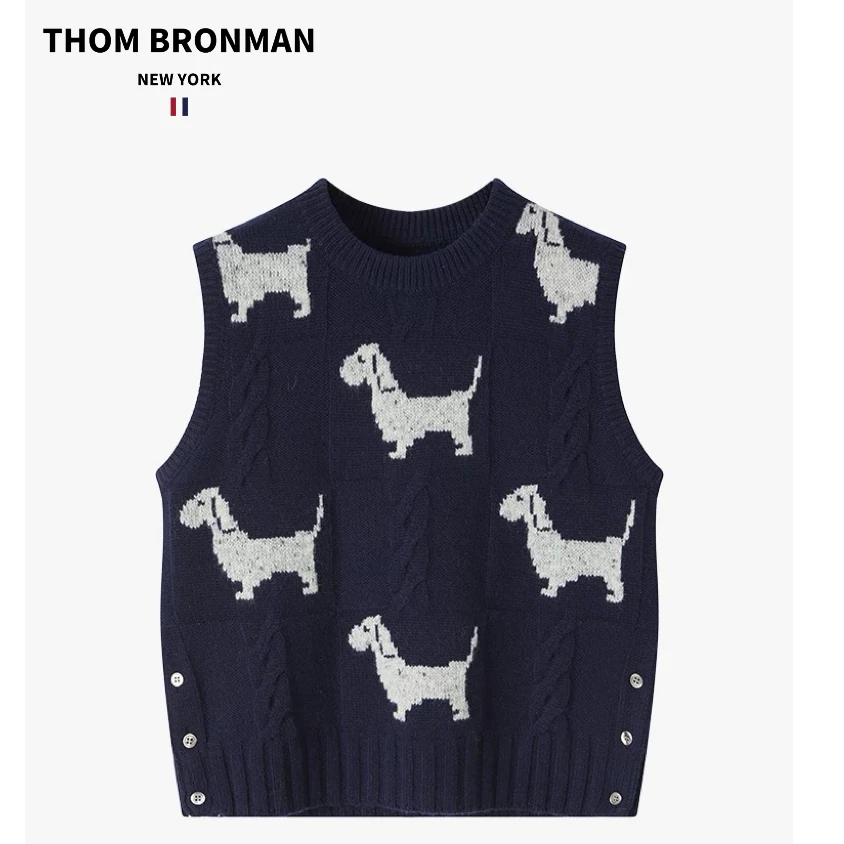 【官方旗舰】THOMBRONMAN小狗针织羊毛背心女2025春秋新款马甲