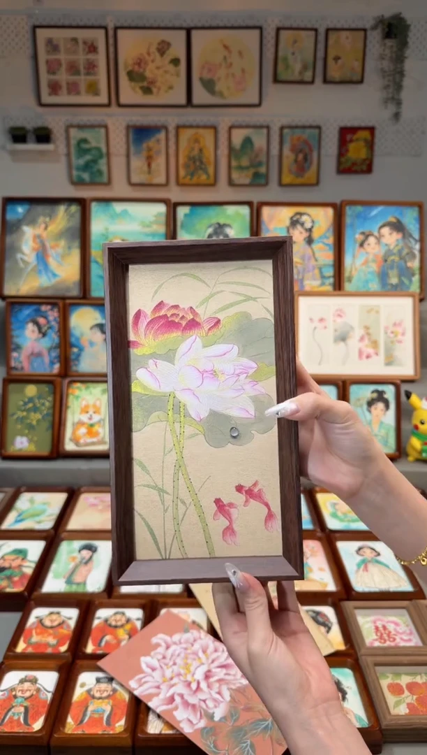 国画双鱼荷花 手绘国画27