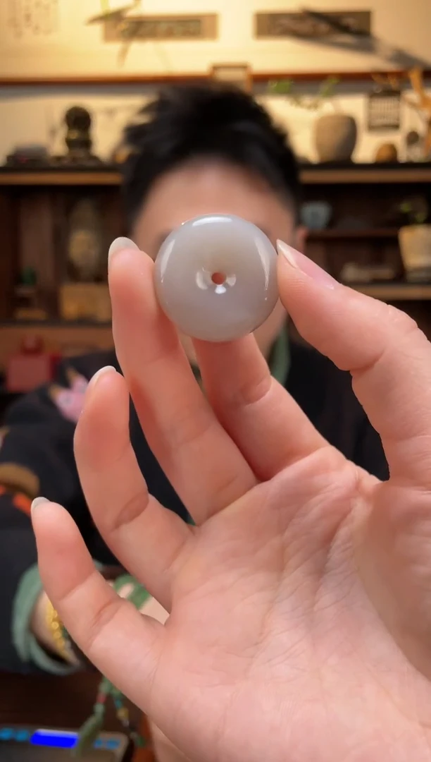 【闪购商品】和田玉吊坠未镶嵌烟紫和田玉平安扣QC编绳