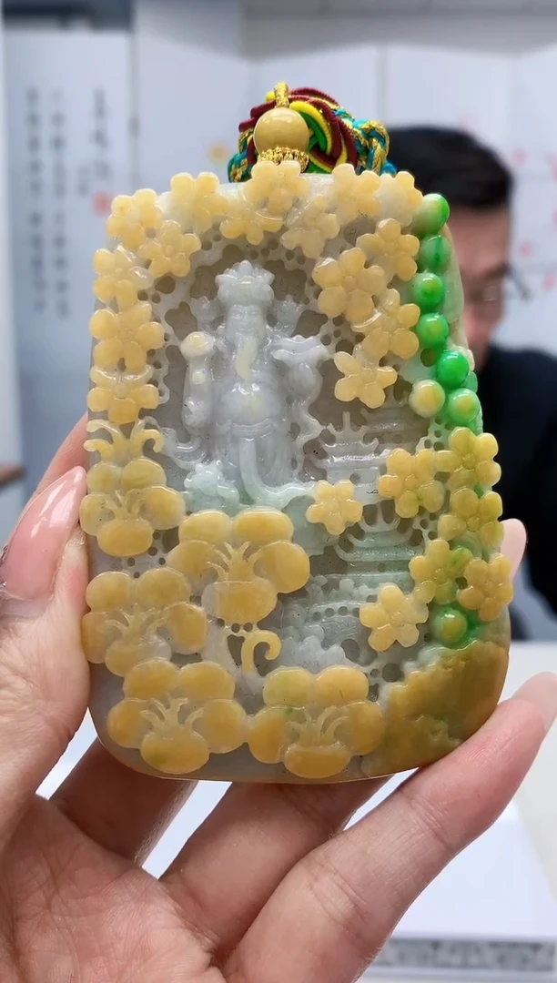 【闪购商品】定制翡翠未镶嵌5152MM-毛货挂件财神44