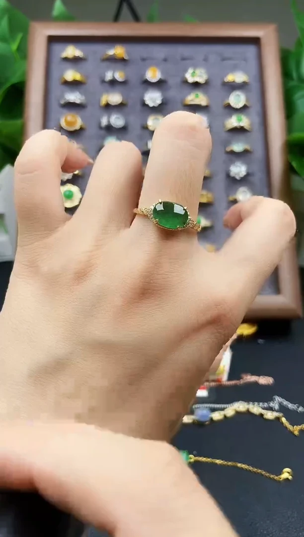 银S925镶嵌戒指翡翠12