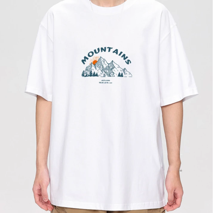 260克重磅圆领印花短袖纯棉凉感印花T恤透气白色宽松上衣简约短袖