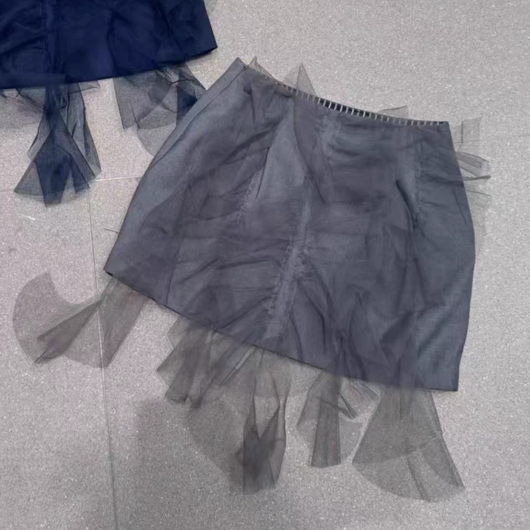 【济州岛】网纱拼接设计西装短裙 3218