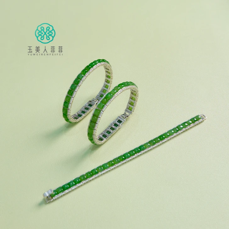 石惑珠宝/和田玉手链-方形手牌约8mm多样性发一