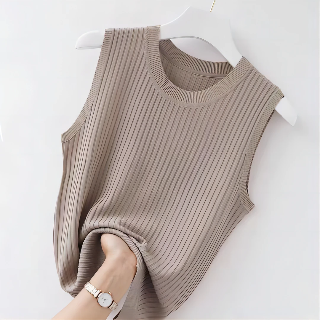 通勤冰丝圆领吊带背心女夏季无袖内搭针织打底显瘦外穿上衣薄款