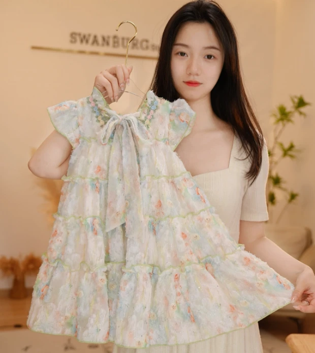 【Y.d0020】2025新款女童洋气碎花蓬蓬公主裙女童夏季仙气连衣裙