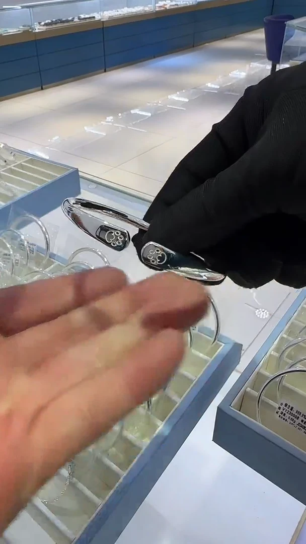 珐琅足银猫爪手镯25.2