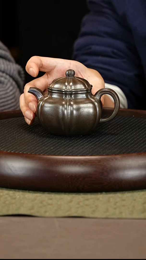 茶壶紫砂82 蒋敏杰 一品天青柴烧 筋纹掇球240cc