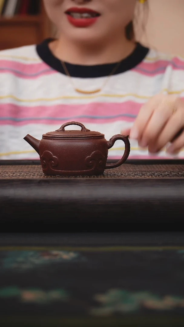 茶壶紫砂紫降坡  如意汉瓦