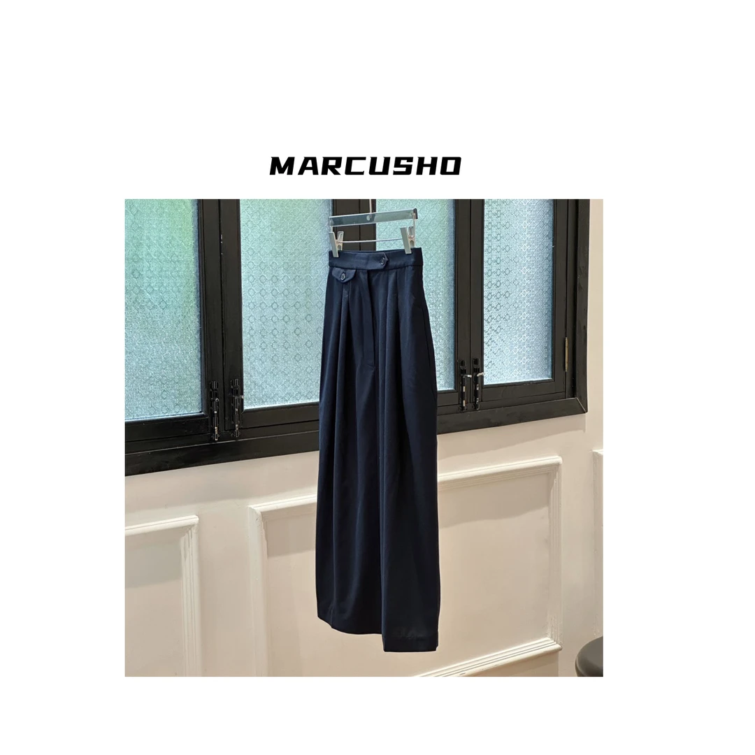 MARCUSHO TR褶皱高腰半身裙K1075